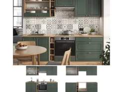 Vicco Fame-Line Küchenzeile -Gold Landhaus/Goldkraft Eiche 235 cm AP Eiche ohne E-Geräte< Einbauküchen