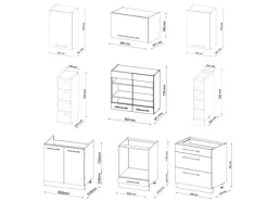 Vicco Fame-Line Küchenzeile -Gold Landhaus/Goldkraft Eiche 235 cm AP Eiche ohne E-Geräte< Einbauküchen