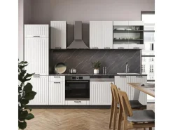 Vicco Fame-Line Küchenzeile Weiß Landhaus/Anthrazit 300 cm ohne Arbeitsplatte ohne E-Geräte< Einbauküchen