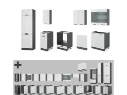 Vicco Fame-Line Küchenzeile Weiß Landhaus/Anthrazit 300 cm ohne Arbeitsplatte ohne E-Geräte< Einbauküchen