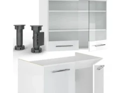 Sale Vicco Fame-Line Küchenzeile Hochglanz/ 235 cm AP Marmor ohne E-Geräte Weiß