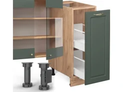 Vicco Fame-Line Küchenzeile -Gold Landhaus/Goldkraft Eiche 280 cm AP Marmor ohne E-Geräte< Einbauküchen