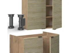 Kochfelder<Vicco Fame-Line Küchenzeile Eiche Paneel/Goldkraft Eiche 240 cm AP Eiche ohne E-Geräte