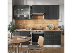 Einbauküchen<Vicco Fame-Line Küchenzeile Anthrazit Landhaus/Weiß 235 cm AP Anthrazit ohne E-Geräte