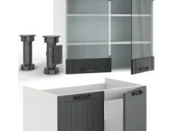 Einbauküchen<Vicco Fame-Line Küchenzeile Anthrazit Landhaus/Weiß 235 cm AP Anthrazit ohne E-Geräte