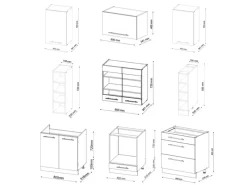 Clearance Vicco Fame-Line Küchenzeile -Gold Landhaus/Goldkraft Eiche 235 cm AP Marmor ohne E-Geräte Grün