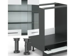 Vicco Fame-Line Küchenzeile /Anthrazit 300 cm AP Marmor ohne E-Geräte< Einbauküchen