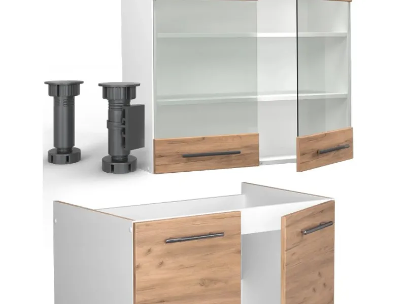 Zubehör Für Küchenarmatur|Ersatzteile Küchenarmatur<Vicco Fame-Line Küchenzeile Goldkraft /Weiß 235 cm AP Anthrazit ohne E-Geräte