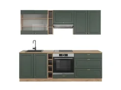 Einbauküchen<Vicco Fame-Line Küchenzeile -Gold Landhaus/Goldkraft Eiche 235 cm ohne Arbeitsplatte ohne E-Geräte