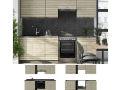 Einbauküchen<Vicco Fame-Line Küchenzeile Eiche Paneel/Anthrazit 235 cm AP Anthrazit ohne E-Geräte