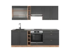Sale Vicco Fame-Line Küchenzeile Anthrazit Landhaus/Goldkraft Eiche 235 cm AP Anthrazit ohne E-Geräte Anthrazit Struktur
