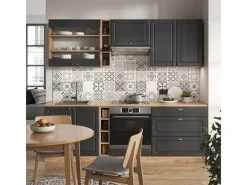 Sale Vicco Fame-Line Küchenzeile Anthrazit Landhaus/Goldkraft Eiche 235 cm AP Anthrazit ohne E-Geräte Anthrazit Struktur