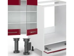Clearance Vicco Fame-Line Küchenzeile Bordeaux Hochglanz/Weiß 355 cm AP Eiche ohne E-Geräte Brilliant Bordeaux
