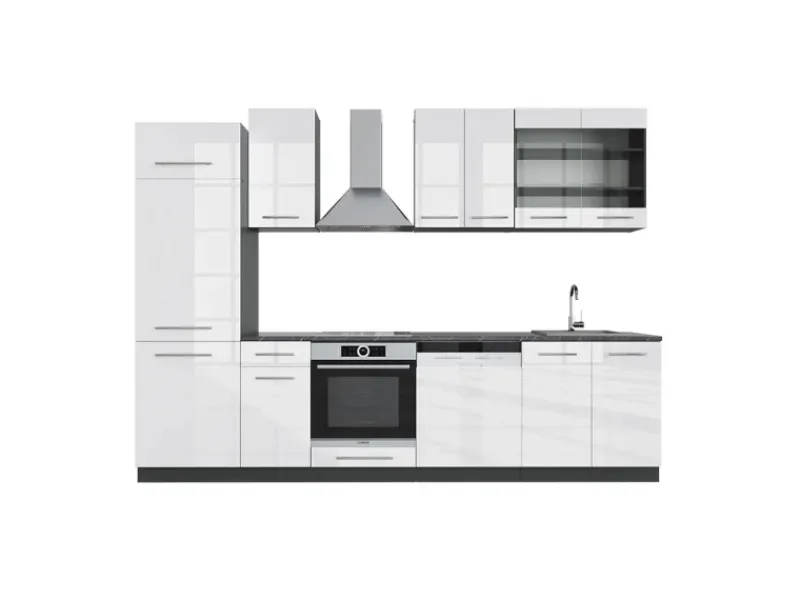 Einbauküchen<Vicco Fame-Line Küchenzeile /Anthrazit 300 cm ohne Arbeitsplatte ohne E-Geräte