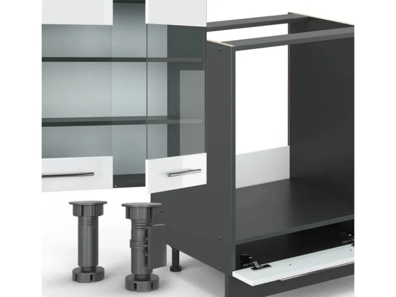 Einbauküchen<Vicco Fame-Line Küchenzeile /Anthrazit 300 cm ohne Arbeitsplatte ohne E-Geräte