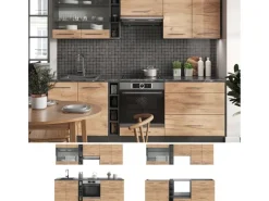 Vicco Fame-Line Küchenzeile Goldkraft Eiche/Anthrazit 235 cm AP Anthrazit ohne E-Geräte< Einbauküchen