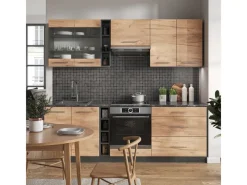 Vicco Fame-Line Küchenzeile Goldkraft Eiche/Anthrazit 235 cm AP Anthrazit ohne E-Geräte< Einbauküchen