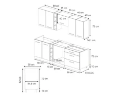 Hot Vicco Fame-Line Küchenzeile Eiche Paneel/Weiß 235 cm AP Marmor ohne E-Geräte Berghütten Eiche