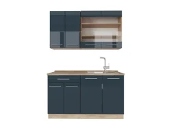 Single-Küchen<Vicco Fame-Line Küchenzeile Hochglanz/Goldkraft Eiche 140 cm ohne Arbeitsplatte ohne E-Geräte