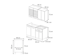Single-Küchen<Vicco Fame-Line Küchenzeile Hochglanz/Goldkraft Eiche 140 cm ohne Arbeitsplatte ohne E-Geräte