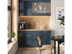 Single-Küchen<Vicco Fame-Line Küchenzeile Hochglanz/Goldkraft Eiche 140 cm ohne Arbeitsplatte ohne E-Geräte