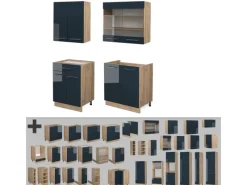 Single-Küchen<Vicco Fame-Line Küchenzeile Hochglanz/Goldkraft Eiche 140 cm ohne Arbeitsplatte ohne E-Geräte