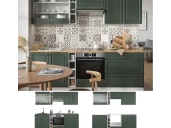 Pantryküchen|Single-Küchen<Vicco Fame-Line Küchenzeile -Gold Landhaus/Weiß 235 cm ohne Arbeitsplatte ohne E-Geräte