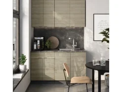 Single-Küchen<Vicco Fame-Line Singleküche Eiche Paneel/Anthrazit 140 cm AP Eiche ohne E-Geräte
