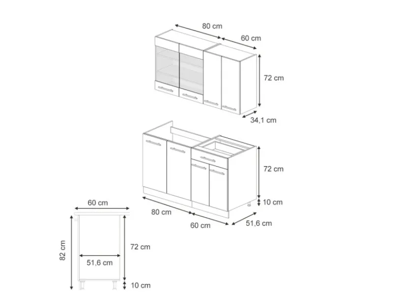 Outlet Vicco Fame-Line Singleküche Hochglanz/Weiß 140 cm ohne Arbeitsplatte ohne E-Geräte Dunkelblau