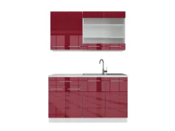 Vicco Fame-Line Singleküche Bordeaux Hochglanz/Weiß 140 cm ohne Arbeitsplatte ohne E-Geräte< Single-Küchen|Einbauküchen