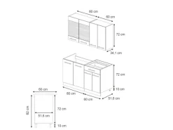 Clearance Vicco Fame-Line Singleküche Hochglanz/Anthrazit 140 cm AP Marmor ohne E-Geräte Dunkelblau