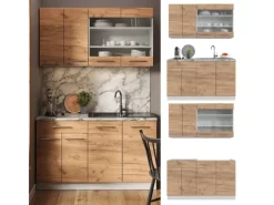 Vicco Fame-Line Singleküche Goldkraft /Weiß 140 cm AP Anthrazit ohne E-Geräte< Single-Küchen|Einbauküchen