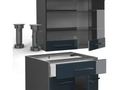 Single-Küchen<Vicco Fame-Line Singleküche Hochglanz/Anthrazit 140 cm AP Anthrazit ohne E-Geräte