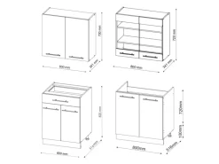 Best Vicco Fame-Line Singleküche Weiß Landhaus/Anthrazit 140 cm AP Eiche ohne E-Geräte Weiß Strukturiert