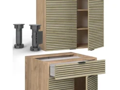 Vicco Fame-Line Singleküche Eiche Paneel/Goldkraft Eiche 140 cm AP Anthrazit ohne E-Geräte< Single-Küchen|Einbauküchen