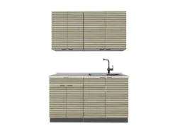 Single-Küchen<Vicco Fame-Line Singleküche Eiche Paneel/Anthrazit 140 cm ohne Arbeitsplatte ohne E-Geräte