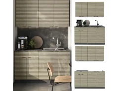 Single-Küchen<Vicco Fame-Line Singleküche Eiche Paneel/Anthrazit 140 cm ohne Arbeitsplatte ohne E-Geräte