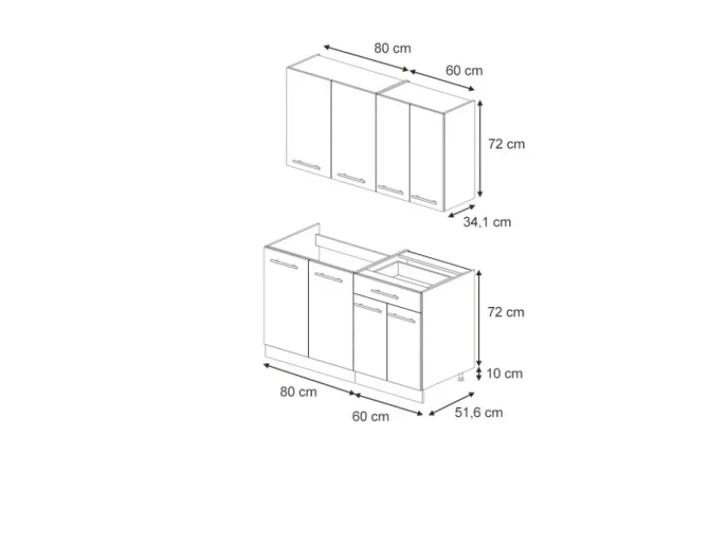 Single-Küchen<Vicco Fame-Line Singleküche Eiche Paneel/Anthrazit 140 cm ohne Arbeitsplatte ohne E-Geräte
