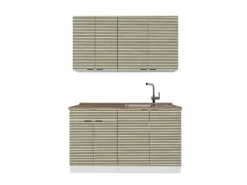 Vicco Fame-Line Singleküche Eiche Paneel/Weiß 140 cm AP Eiche ohne E-Geräte< Single-Küchen|Einbauküchen