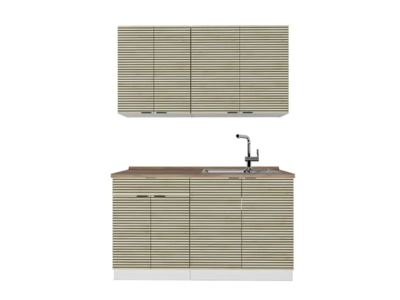 Vicco Fame-Line Singleküche Eiche Paneel/Weiß 140 cm AP Eiche ohne E-Geräte< Single-Küchen|Einbauküchen