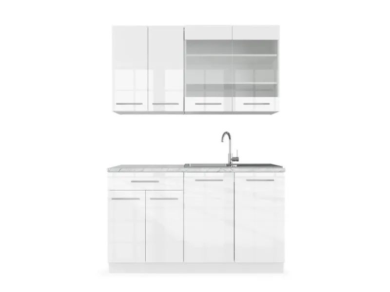 Best Vicco Fame-Line Singleküche 140 cm ohne Arbeitsplatte ohne E-Geräte Weiß