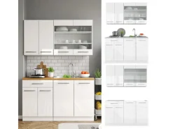 Best Vicco Fame-Line Singleküche 140 cm ohne Arbeitsplatte ohne E-Geräte Weiß