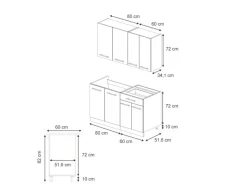 Single-Küchen<Vicco Fame-Line Singleküche Eiche Paneel/Anthrazit 140 cm AP Marmor ohne E-Geräte