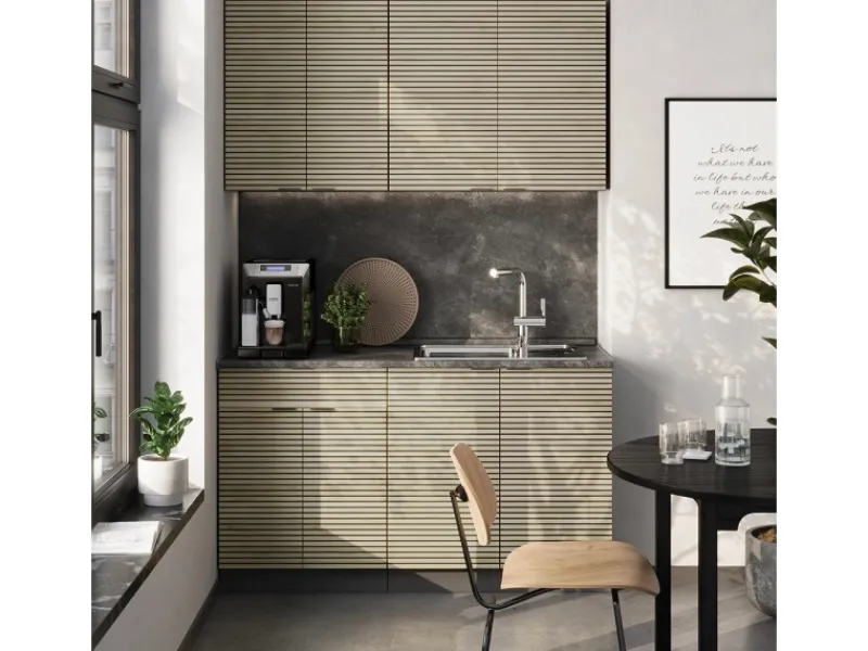 Single-Küchen<Vicco Fame-Line Singleküche Eiche Paneel/Anthrazit 140 cm AP Marmor ohne E-Geräte