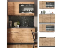 Vicco Fame-Line Singleküche Goldkraft Eiche/Anthrazit 140 cm ohne Arbeitsplatte ohne E-Geräte< Single-Küchen|Miniküchen