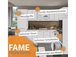 Vicco Fame-Line Singleküche Goldkraft Eiche/Anthrazit 140 cm ohne Arbeitsplatte ohne E-Geräte< Single-Küchen|Miniküchen