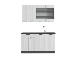 Vicco Fame-Line Singleküche Weiß Landhaus/Anthrazit 140 cm ohne Arbeitsplatte ohne E-Geräte< Single-Küchen