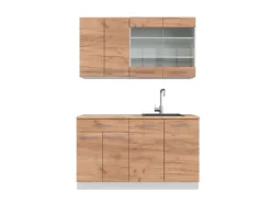 Vicco Fame-Line Singleküche Goldkraft /Weiß 140 cm AP ohne E-Geräte< Single-Küchen