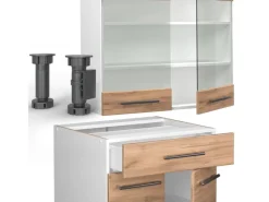 Vicco Fame-Line Singleküche Goldkraft /Weiß 140 cm AP ohne E-Geräte< Single-Küchen