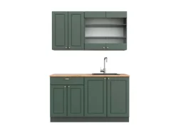 Vicco Fame-Line Singleküche -Gold Landhaus/Anthrazit 140 cm AP Eiche ohne E-Geräte< Single-Küchen|Einbauküchen